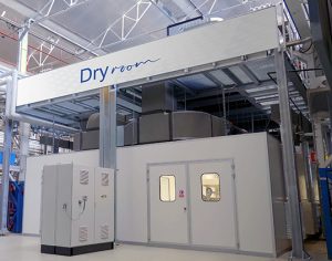 Comau dry room produzione celle ioni di litio e litio metallico