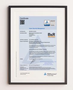 B&R certificazione cybersicurezza sviluppo prodotto e software automazione industriale
